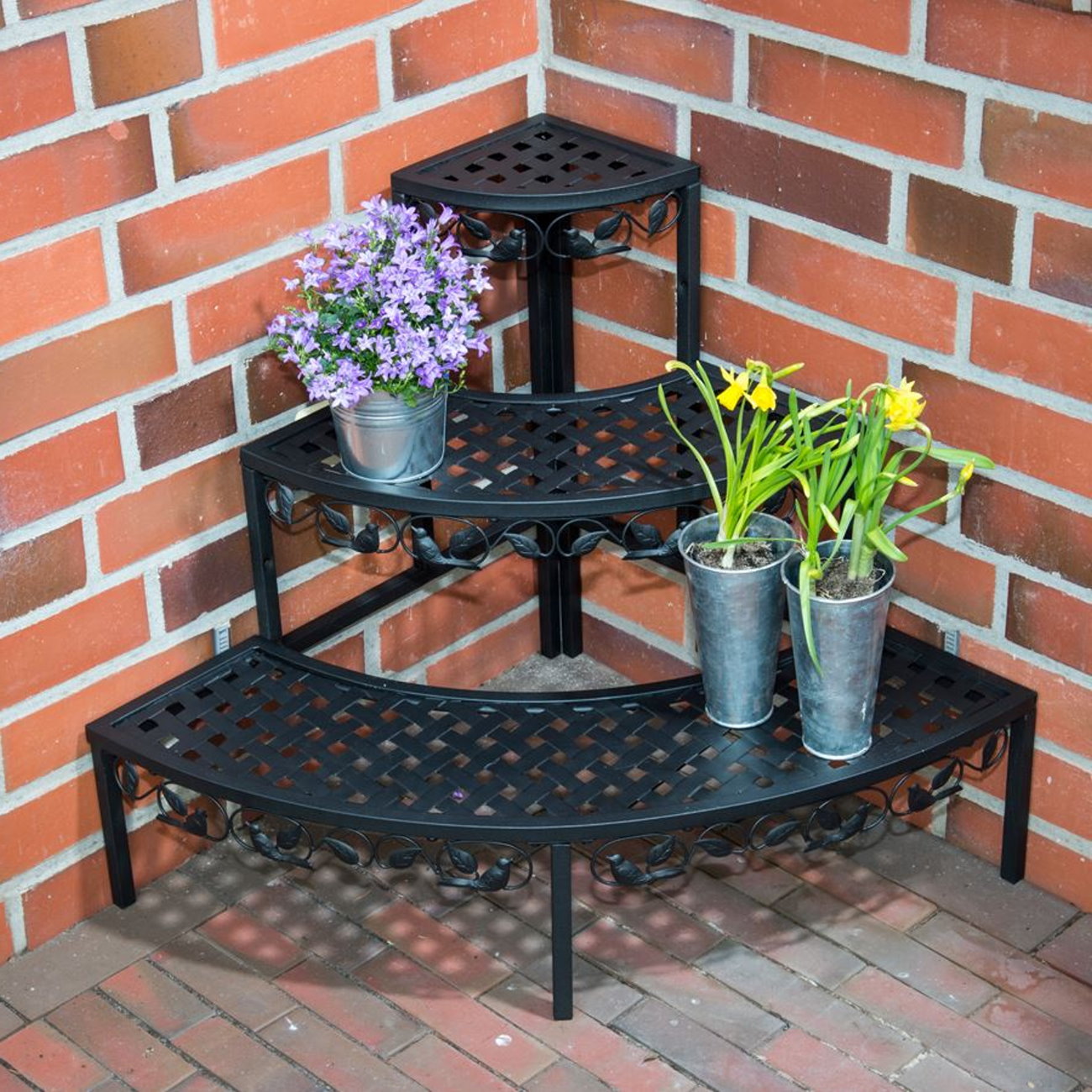 Eck Pflanzentreppe Blumen Treppe Blumenbank Garten Regal Blumenständer schwarz