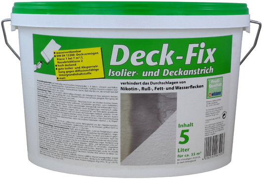 5l Deck-Fix Isolier u. Deckanstrich Weiß Nikotinsperre Grundierung Schutz