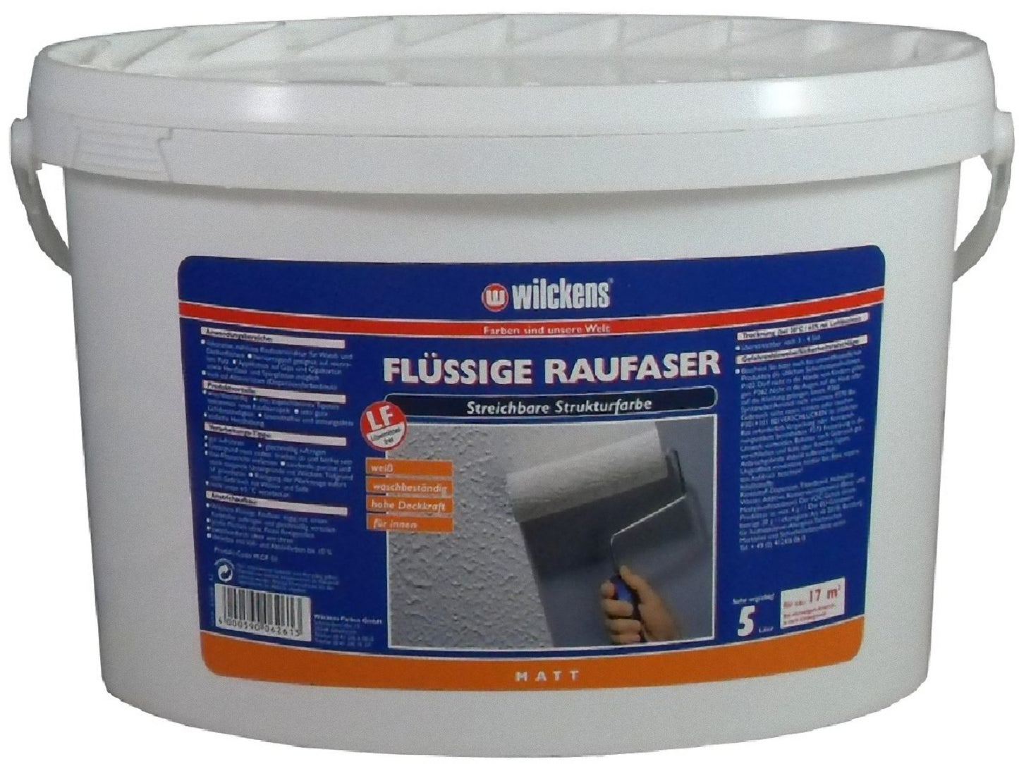 Wilckens 5l Flüssige Raufaser Weiß Strukturfarbe Innenfarbe Farbe Wandfarbe