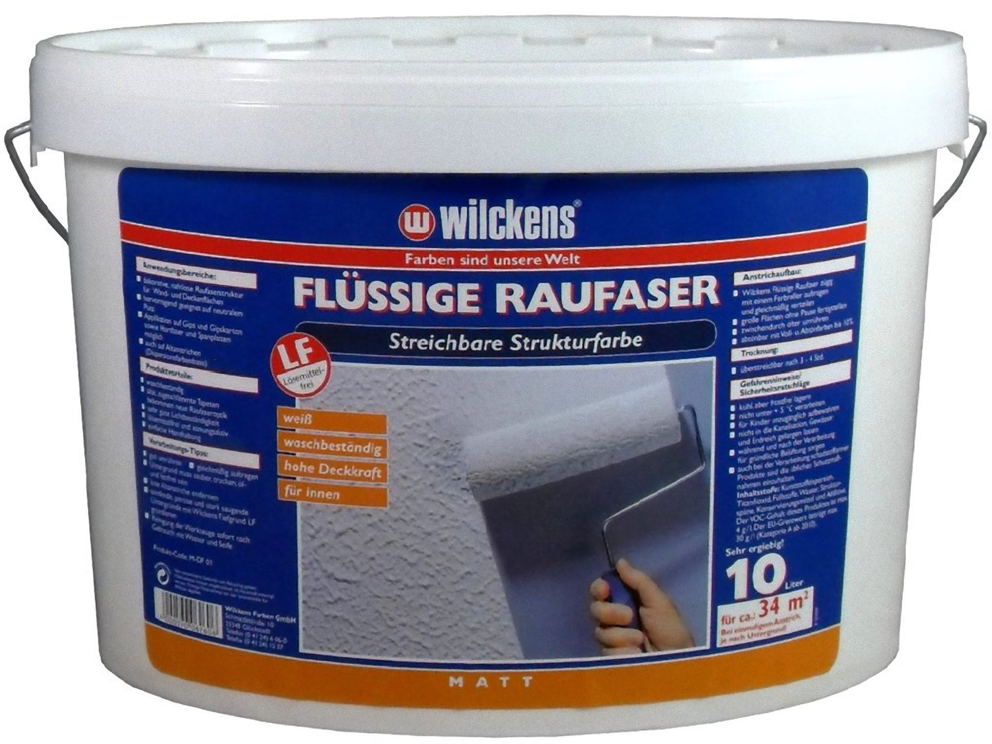 Wilckens Flüssige Raufaser Weiß Strukturfarbe Innenfarbe Farbe Wandfarbe