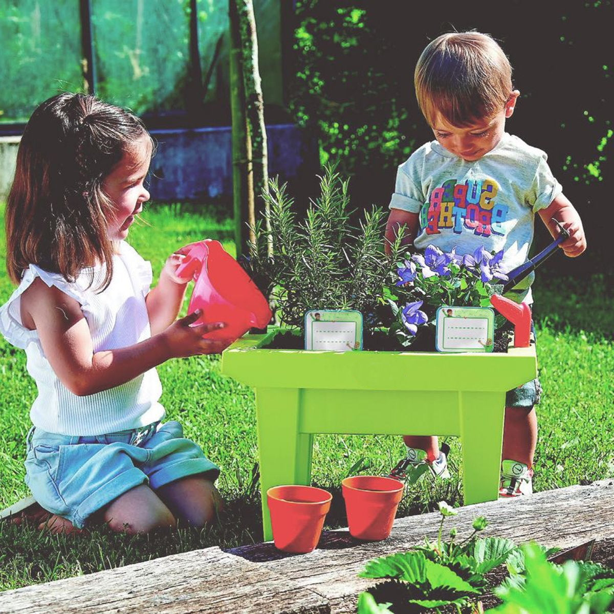 12tlg. Kinder Hochbeet + Zubehör Garten Frühbeet Kräuter Pflanzkasten Gemüsebeet