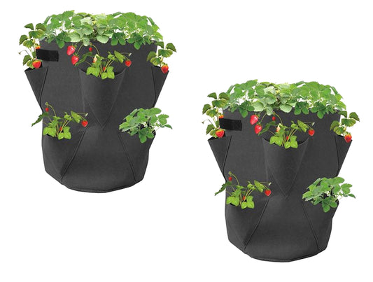 2x Erdbeer Pflanzsack Säulentopf Sack Pflanzturm Kräuter Topf Pflanzsäule Blumen