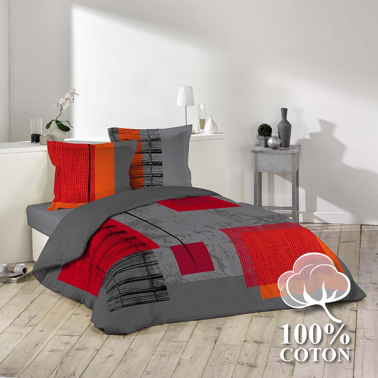 3tlg. Bettwäsche 240x220 Baumwolle Übergröße Bettdecke Kissen Bettbezug