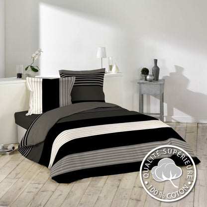 3tlg. Bettwäsche 240x220 Baumwolle Übergröße Bettdecke Kissen Bettbezug grau