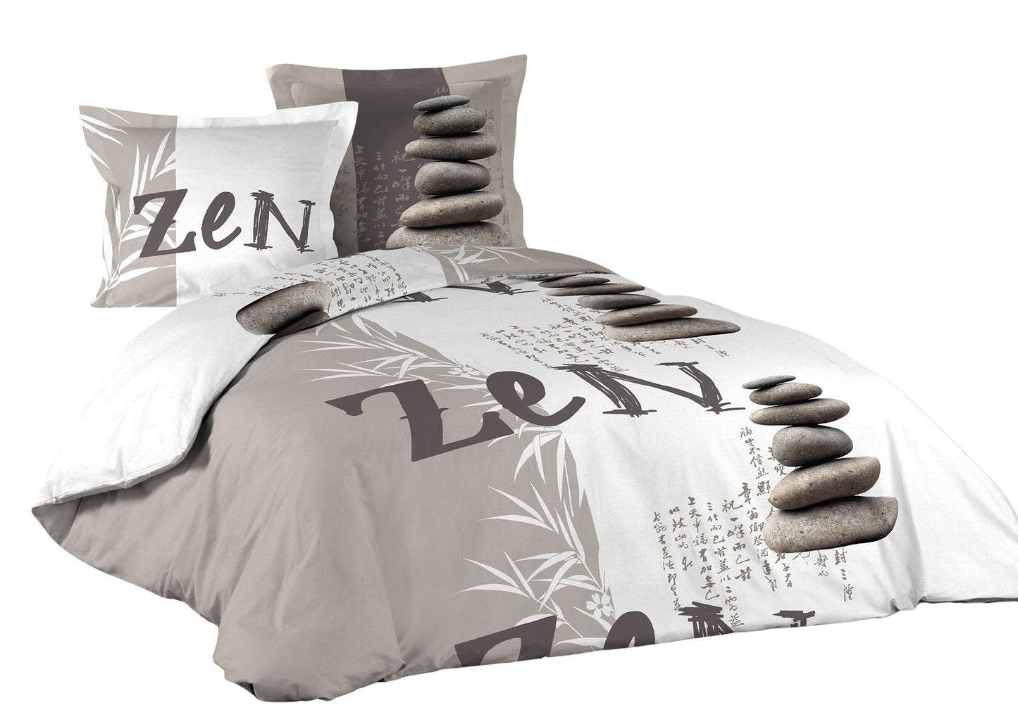 3tlg. Bettwäsche Baumwolle 240x220 Übergröße King Size Bett Kissen Bezug taupe