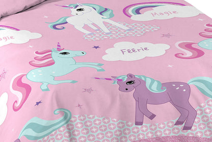 2tlg. Mädchen Bettwäsche 140x200cm Einhorn Baumwolle Bettdecke Bettgarnitur rosa