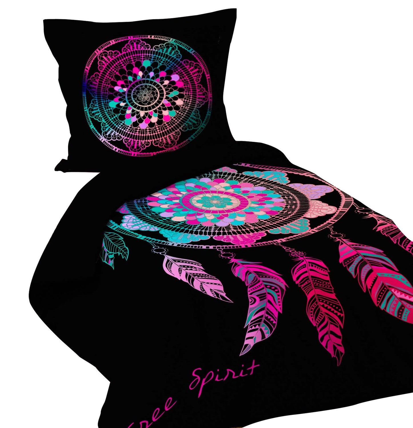 2tlg Wende Bettwäsche 140x200 Traumfänger Baumwolle Bettdecke Bett Bezug Decke