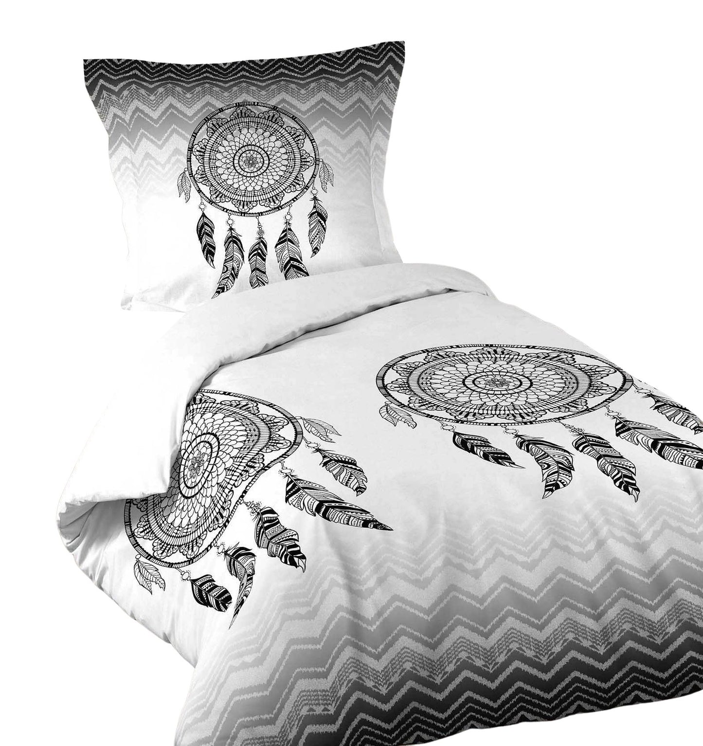 2tlg Bettwäsche 140x200 Mandala Baumwolle Bett Decke Bezug Decke schwarz weiß