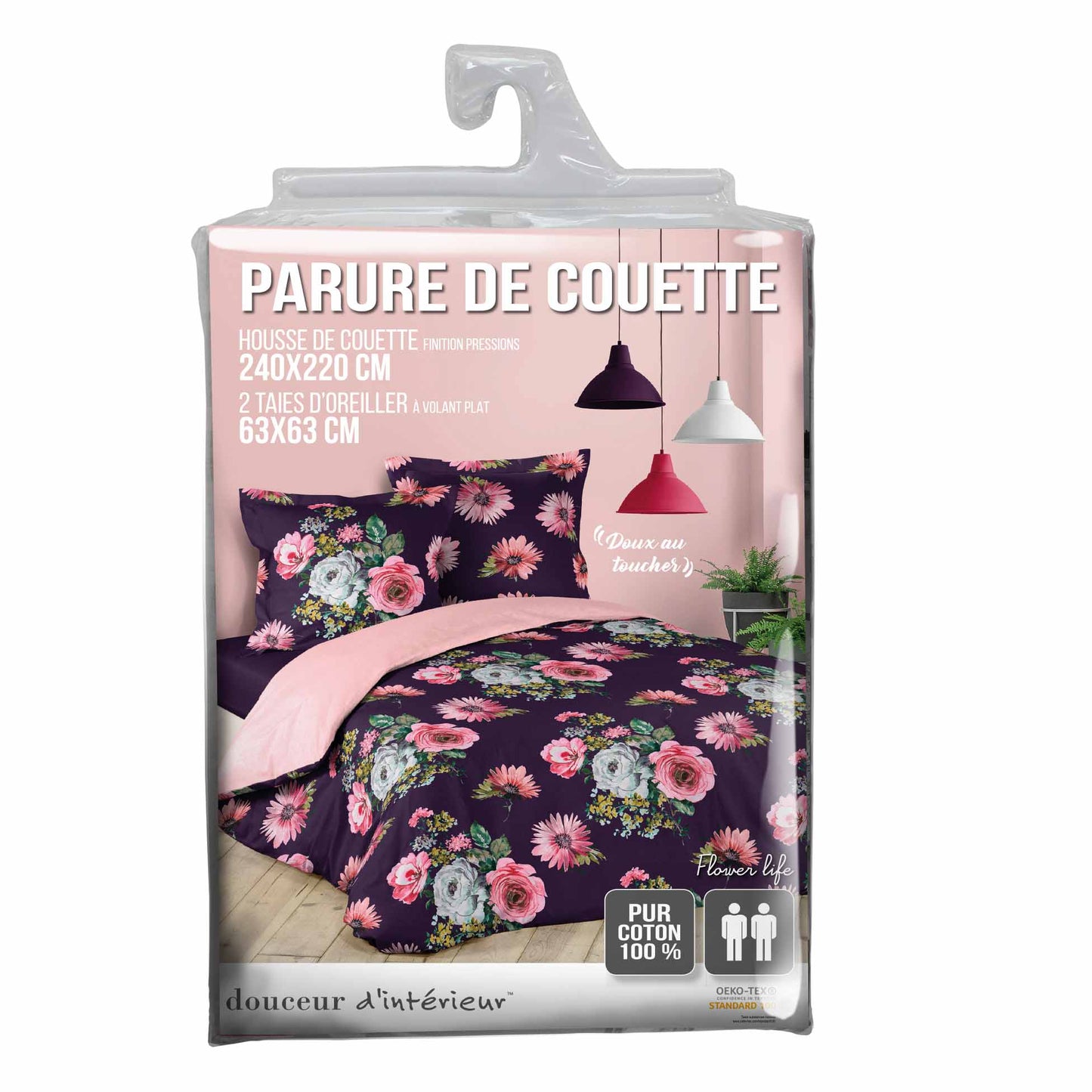 3tlg. Wende Bettwäsche 240x220 Baumwolle Übergröße Blumen Bettdecke Bettbezug