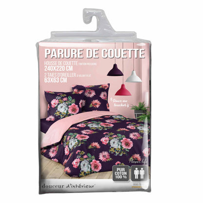 3tlg. Wende Bettwäsche 240x220 Baumwolle Übergröße Blumen Bettdecke Bettbezug