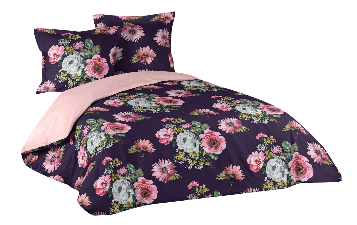 3tlg. Wende Bettwäsche 240x220 Baumwolle Übergröße Blumen Bettdecke Bettbezug