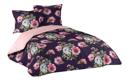 3tlg. Wende Bettwäsche 240x220 Baumwolle Übergröße Blumen Bettdecke Bettbezug