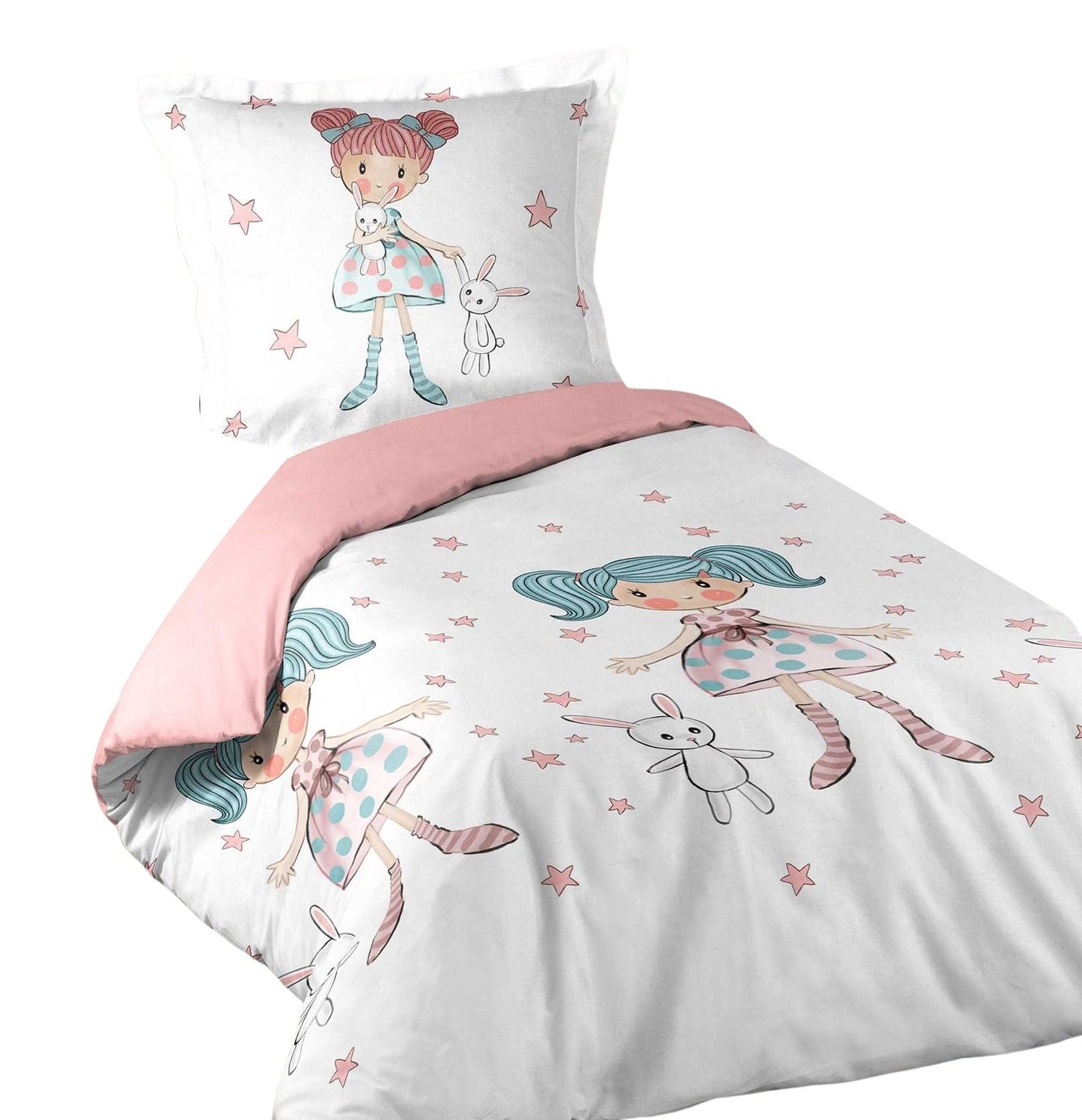 2tlg Mädchen Kinder Bettwäsche Bettdecke Bettbezug Kissenbezug 140x200 Baumwolle