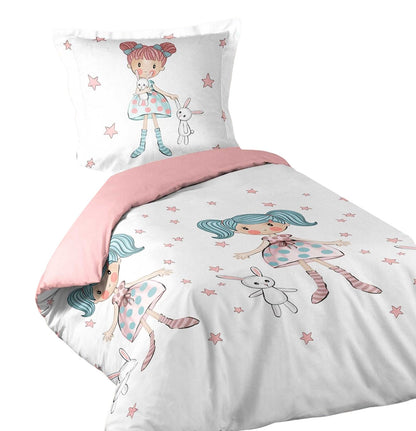2tlg Mädchen Kinder Bettwäsche Bettdecke Bettbezug Kissenbezug 140x200 Baumwolle