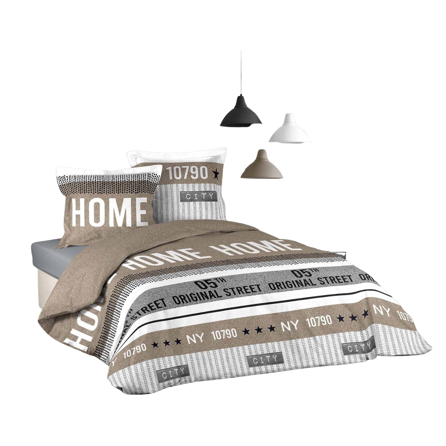 Wende Bettwäsche 240x220 Home Baumwolle Bettgarnitur 3tlg. Übergröße Decke