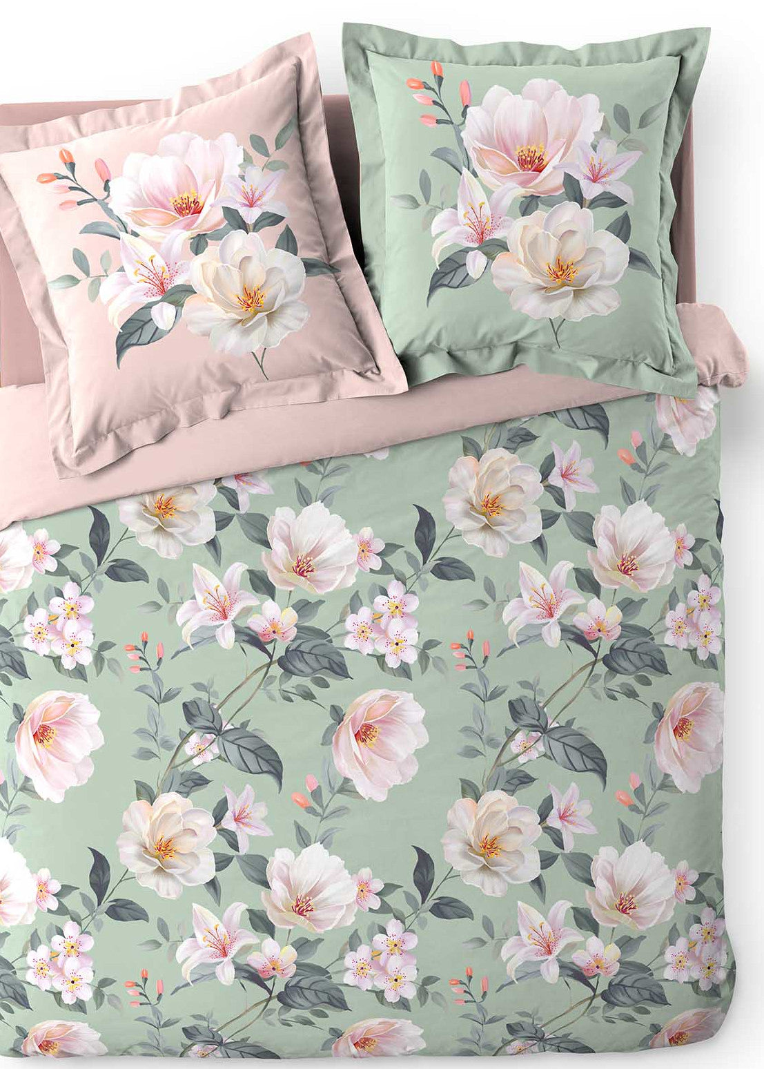 3tlg Landhaus Bettwäsche 240x220 Übergröße Blumen Bettdecke Bezüge Baumwolle