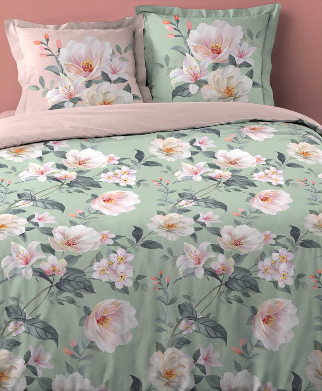 3tlg Landhaus Bettwäsche 240x220 Übergröße Blumen Bettdecke Bezüge Baumwolle