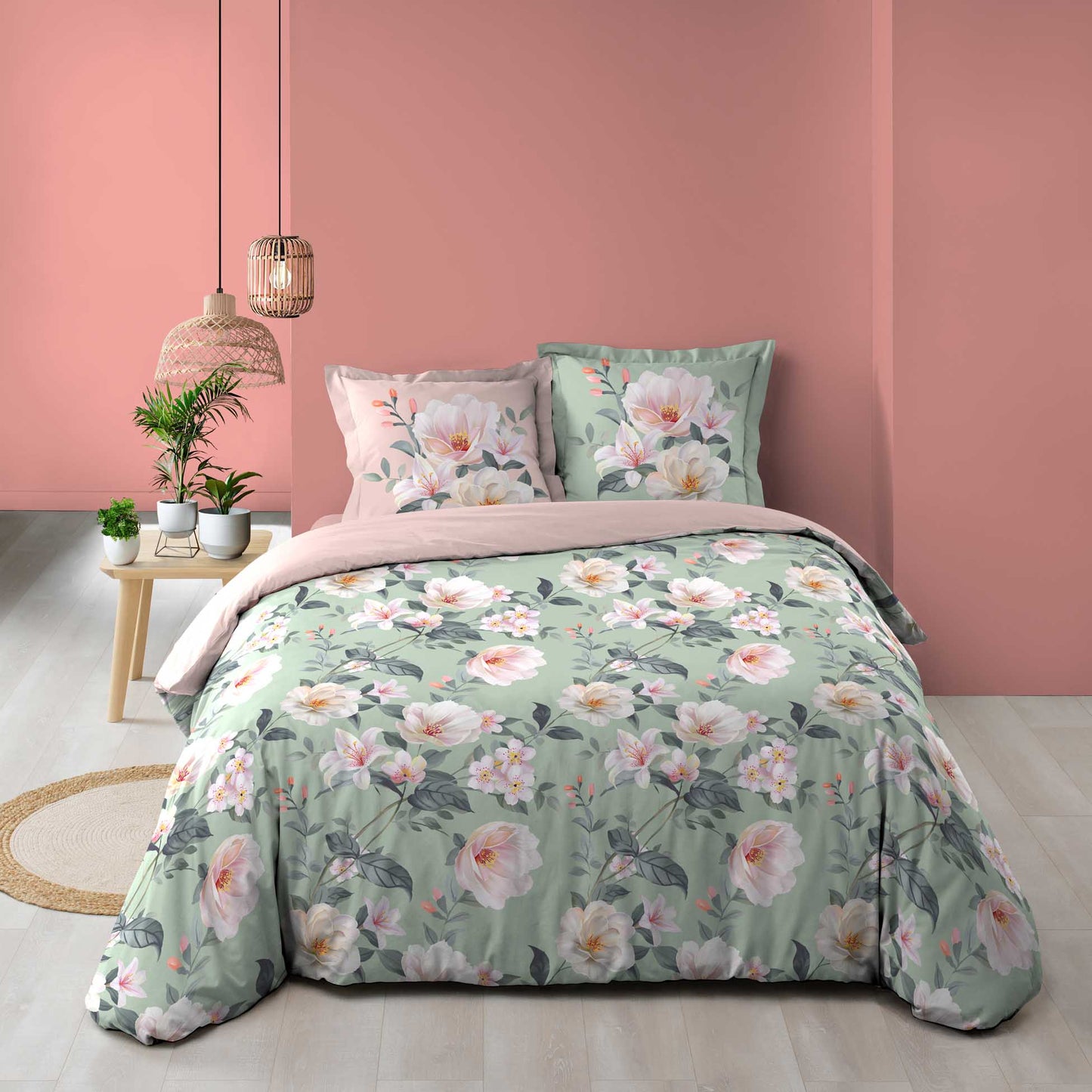 3tlg Landhaus Bettwäsche 240x220 Übergröße Blumen Bettdecke Bezüge Baumwolle