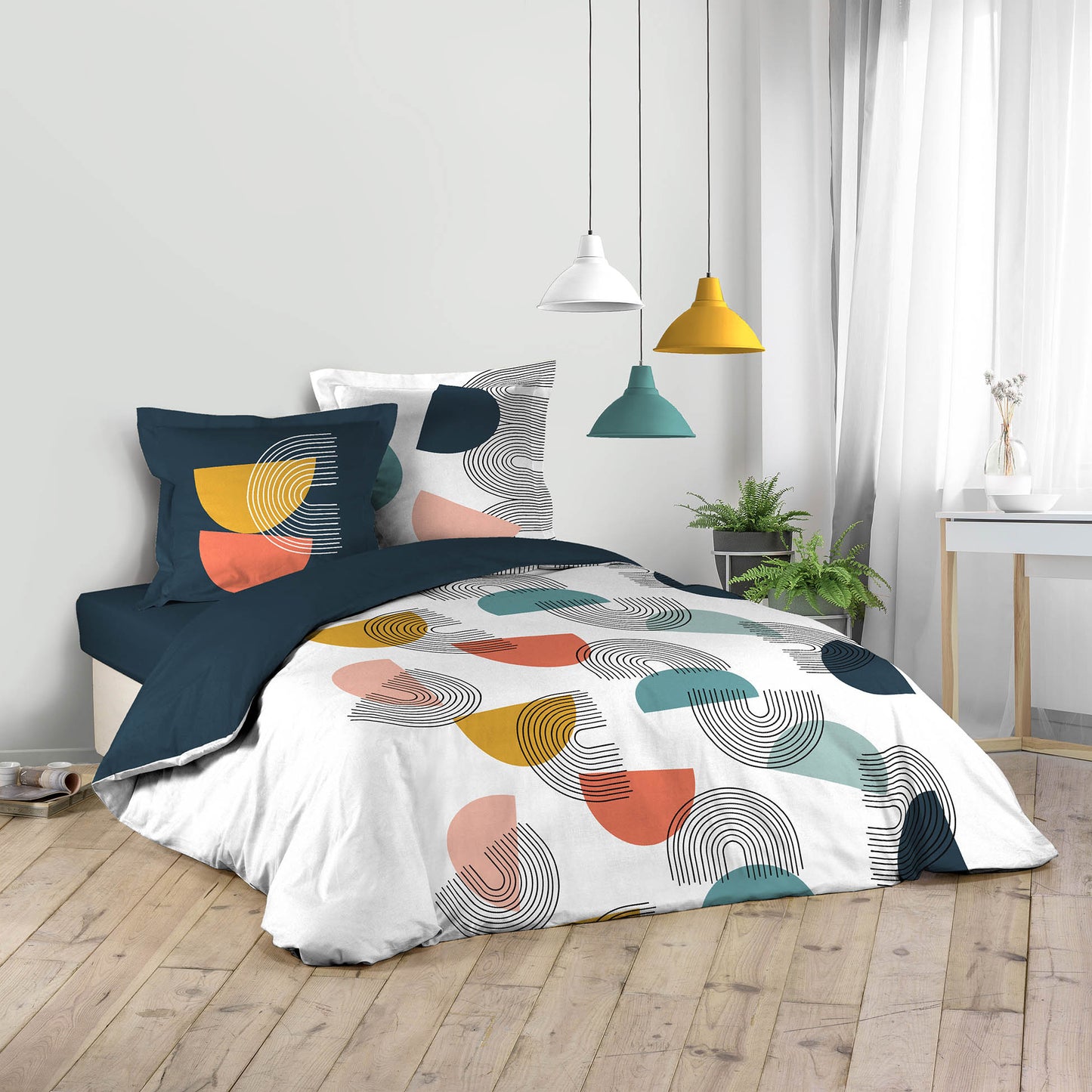 3tlg. Wende Bettwäsche Bettdecke Bettbezug Kissenbezug 240x220 Pop Art Baumwolle