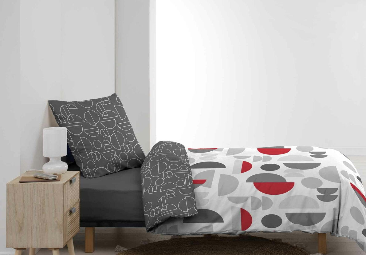 2tlg. Wende Bettwäsche Baumwolle 140x200 Bettdecke Bettbezug Kissenbezug grau