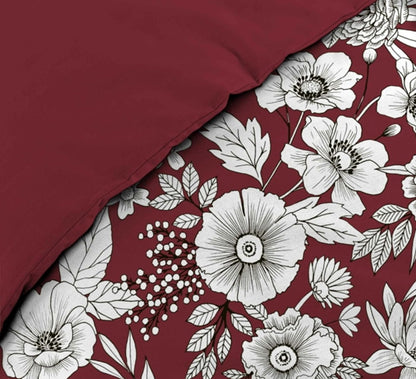 2tlg. Wende Bettwäsche Baumwolle 140x200 Bettdecke Bettbezug Kissenbezug weinrot