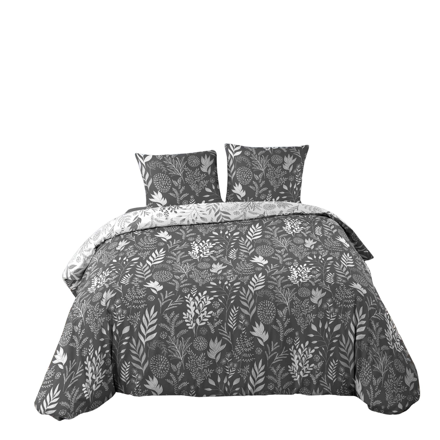3tlg. Bettwäsche Baumwolle 260x240 Übergröße King Size Bett Kissen Bezug grau