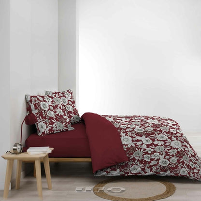 3tlg. Bettwäsche Baumwolle 240x220 Übergröße King Size Bett Kissen Bezug weinrot