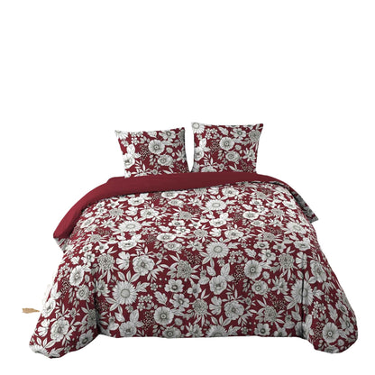 3tlg. Bettwäsche Baumwolle 240x220 Übergröße King Size Bett Kissen Bezug weinrot