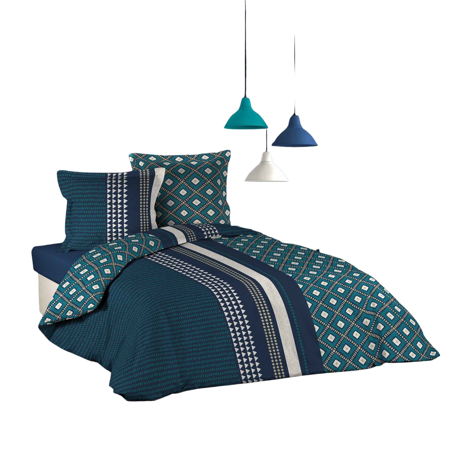 3tlg. Wende Bettwäsche Baumwolle 240x220 Übergröße King Size Bett Kissen Bezug