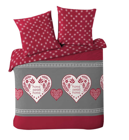 3tlg Flanell Mikrofaser Bettwäsche 240x220cm rot Liebe Herz Übergröße King Size