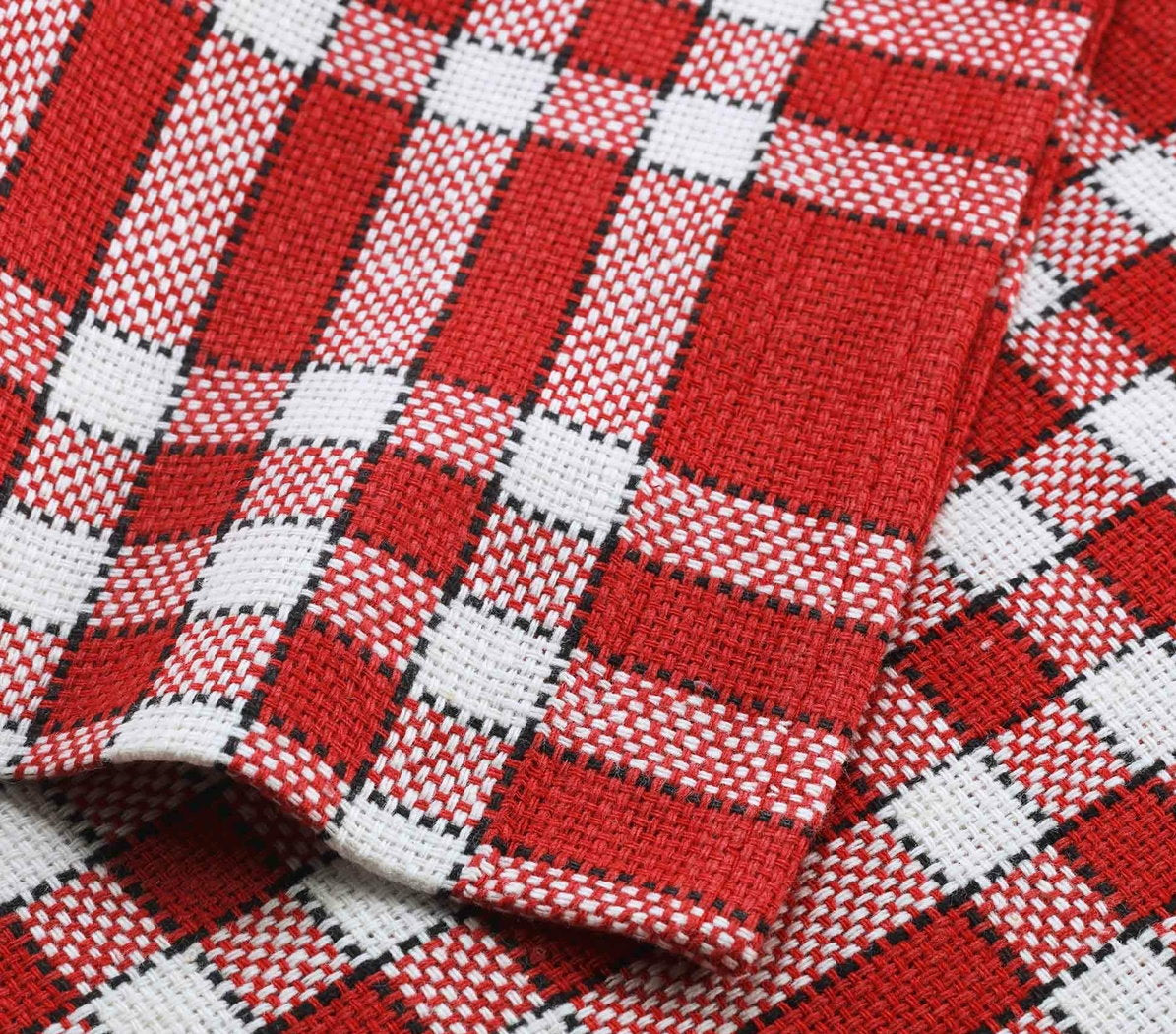 12x Landhaus Stoffservietten Baumwolle 45x45 rot kariert Stoff Tisch Servietten