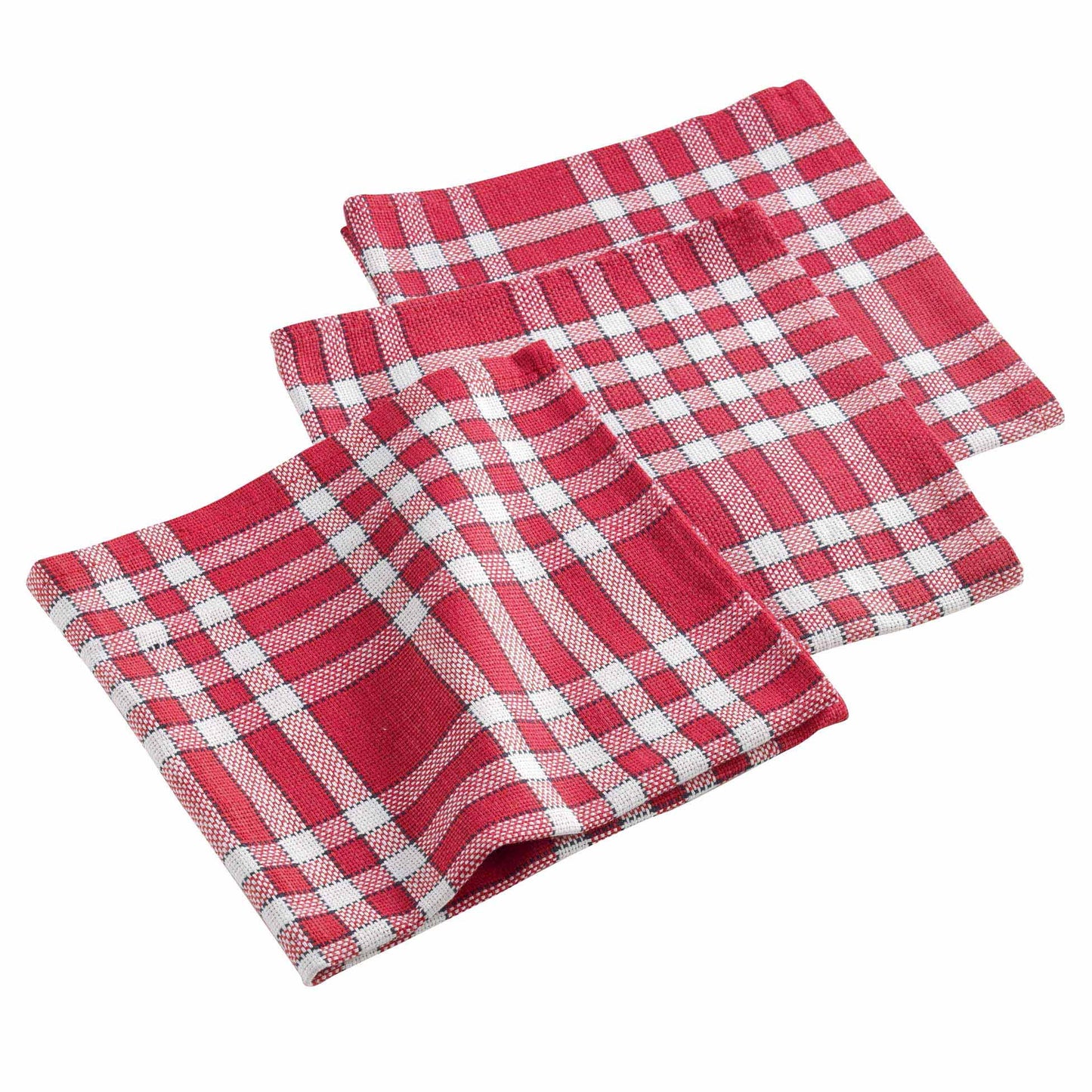 3x Landhaus Stoffservietten Baumwolle 45x45 rot kariert Stoff Tisch Servietten