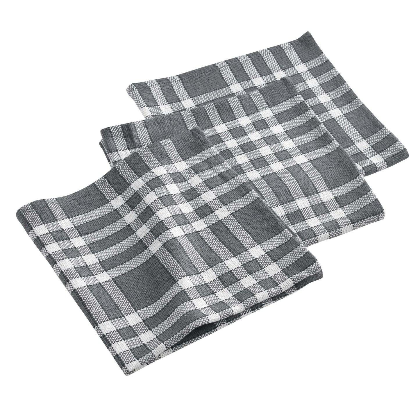 3x Landhaus Stoffservietten Baumwolle 45x45 grau kariert Stoff Tisch Servietten