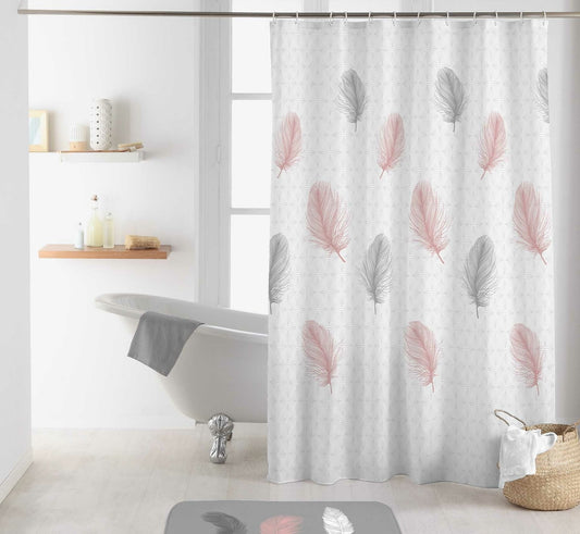 Duschvorhang 180x200 Federn weiss Badewannenvorhang Wannen Bad Dusche Vorhang