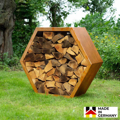 Holzlege Edelrost Optik Kaminholzregal Feuerholz Kamin Holz Aufbewahrung Regal