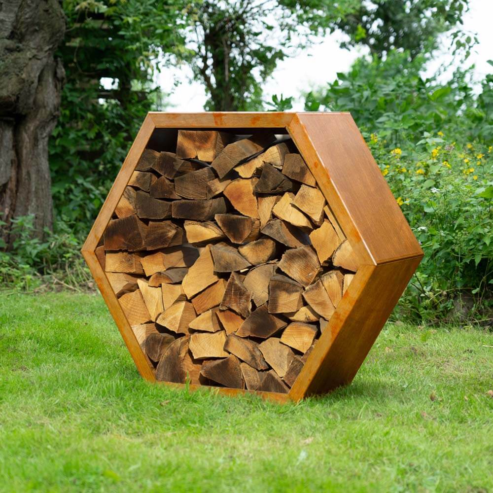 3er Set Holzlege Edelrost Optik Kaminholz Regal Feuerholz Holz Aufbewahrung