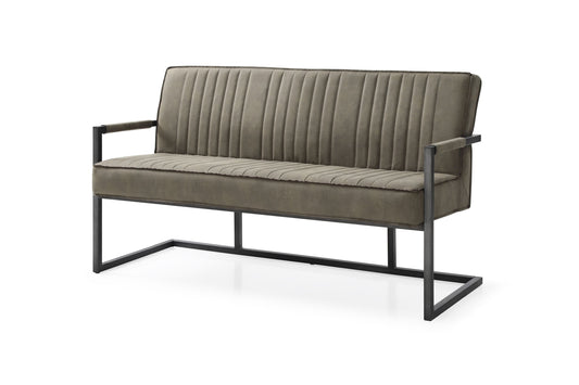 Bank mit Armlehne David taupe Esszimmer Sitzbank Textil Polsterbank Rückenlehne