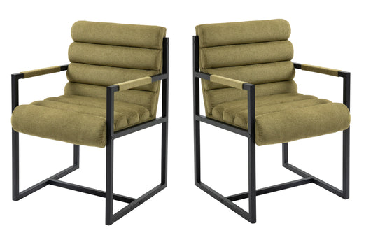 2er Set Esszimmerstuhl Vardo Küchenstuhl Lounge Sessel Polsterstuhl Stühle khaki