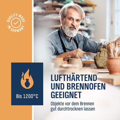 Töpferton 10kg rot lufttrocknend 0,5mm feinschamottiert 25% töpfern Ton Tonmasse