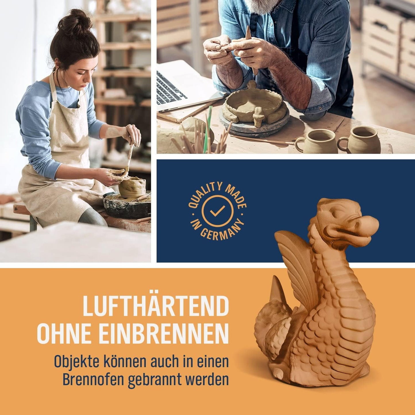 Töpferton 10kg rot lufttrocknend 0,5mm feinschamottiert 25% töpfern Ton Tonmasse