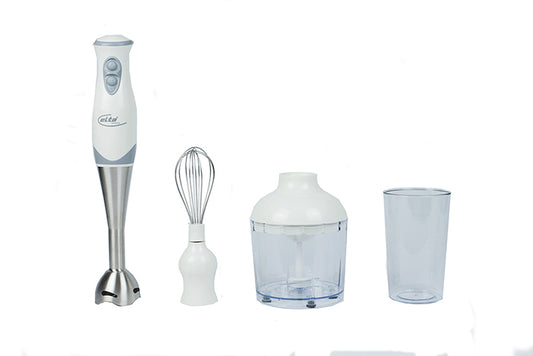 Elta Edelstahl Stabmixer Set 250W Zerkleinerer Handmixer Pürierstab Mixer weiß