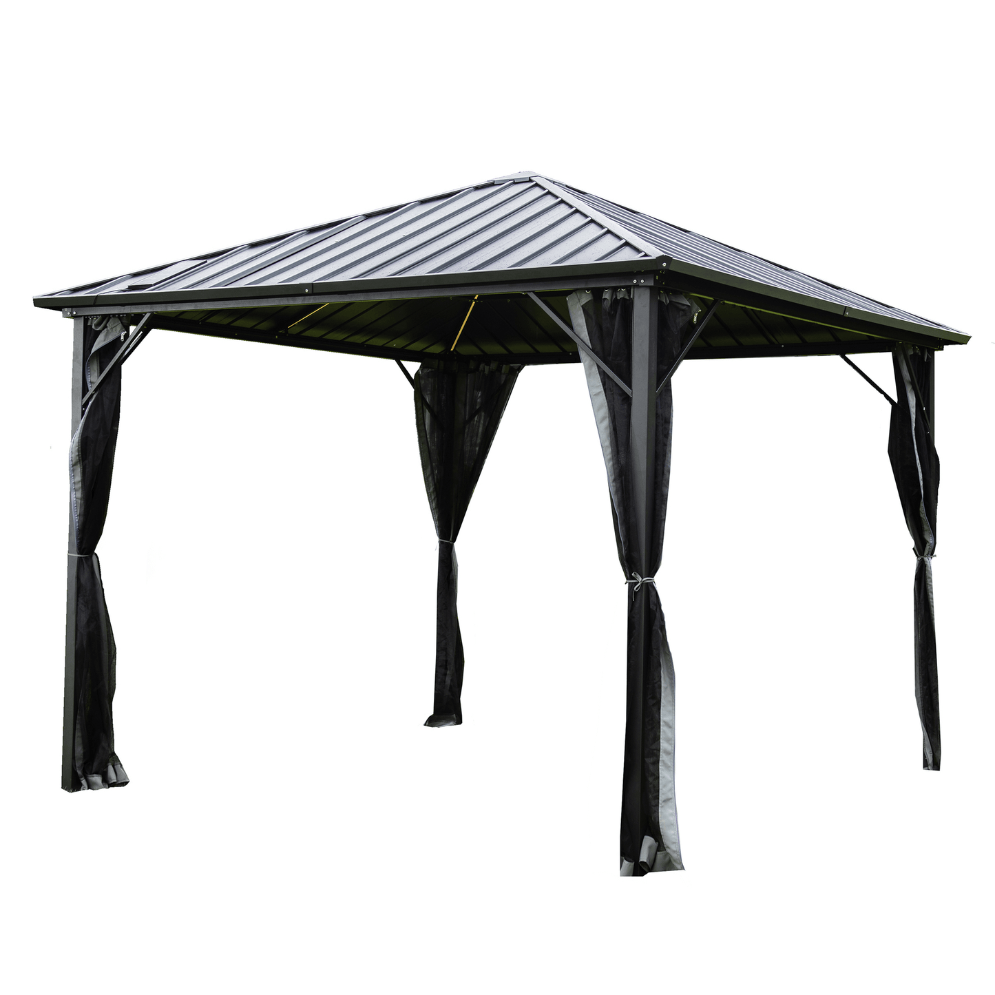 Metall Pavillon 298x298cm Garten Terrassen Überdachung Sonnenschutz Partyzelt
