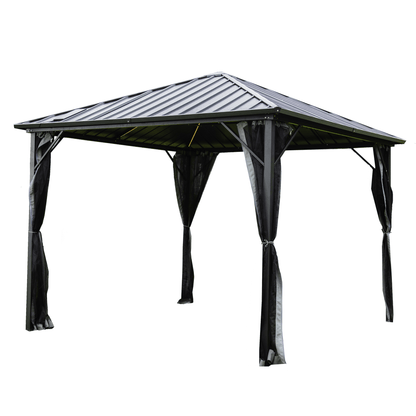 Metall Pavillon 298x298cm Garten Terrassen Überdachung Sonnenschutz Partyzelt