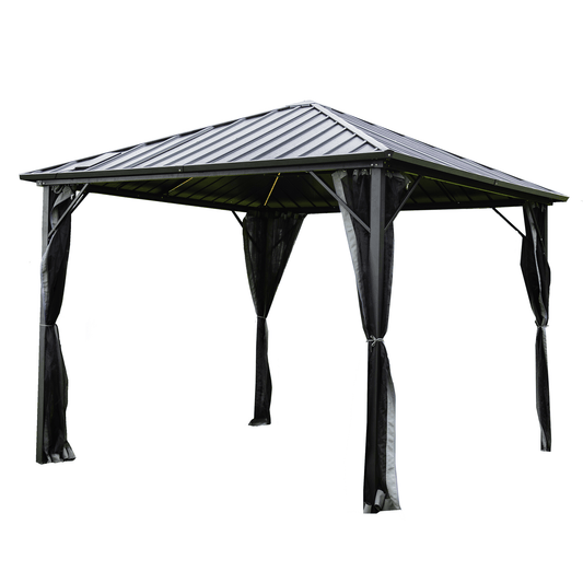 Metall Pavillon 298x298cm Garten Terrassen Überdachung Sonnenschutz Partyzelt