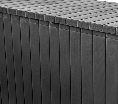 Rollen Auflagenbox 268L Holz Optik Gartenbox Auflagen Kissen Garten Box Truhe