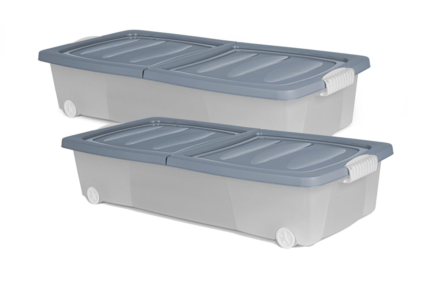 2x XL Unterbett Kommode mit Rollen 80cm Deckel Spielzeug Box Aufbewahrung Kiste