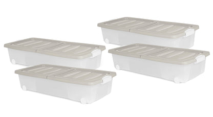 4x XL Unterbett Kommode mit Rollen 80cm Deckel Spielzeug Box Aufbewahrung Kiste