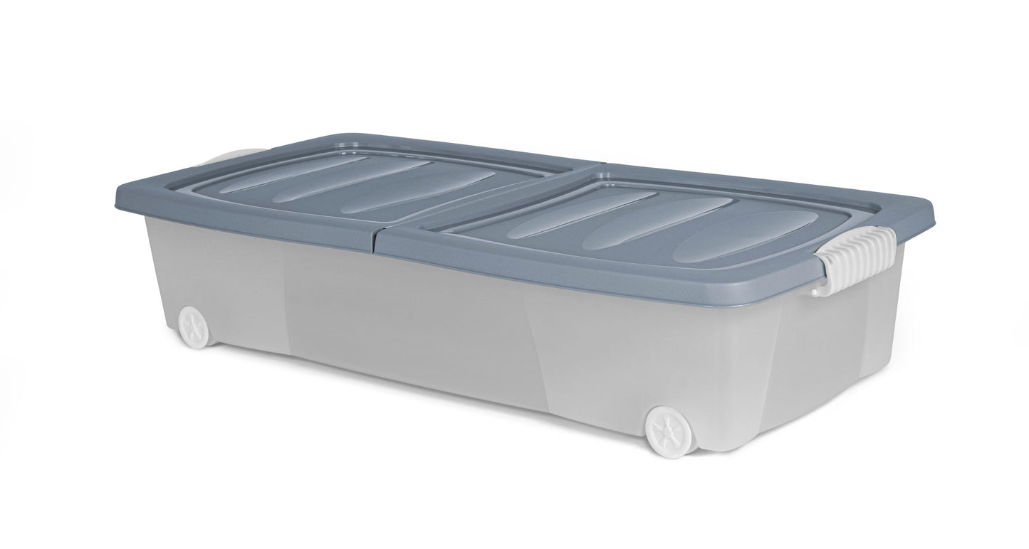2x XL Unterbett Kommode mit Rollen 80cm Deckel Spielzeug Box Aufbewahrung Kiste