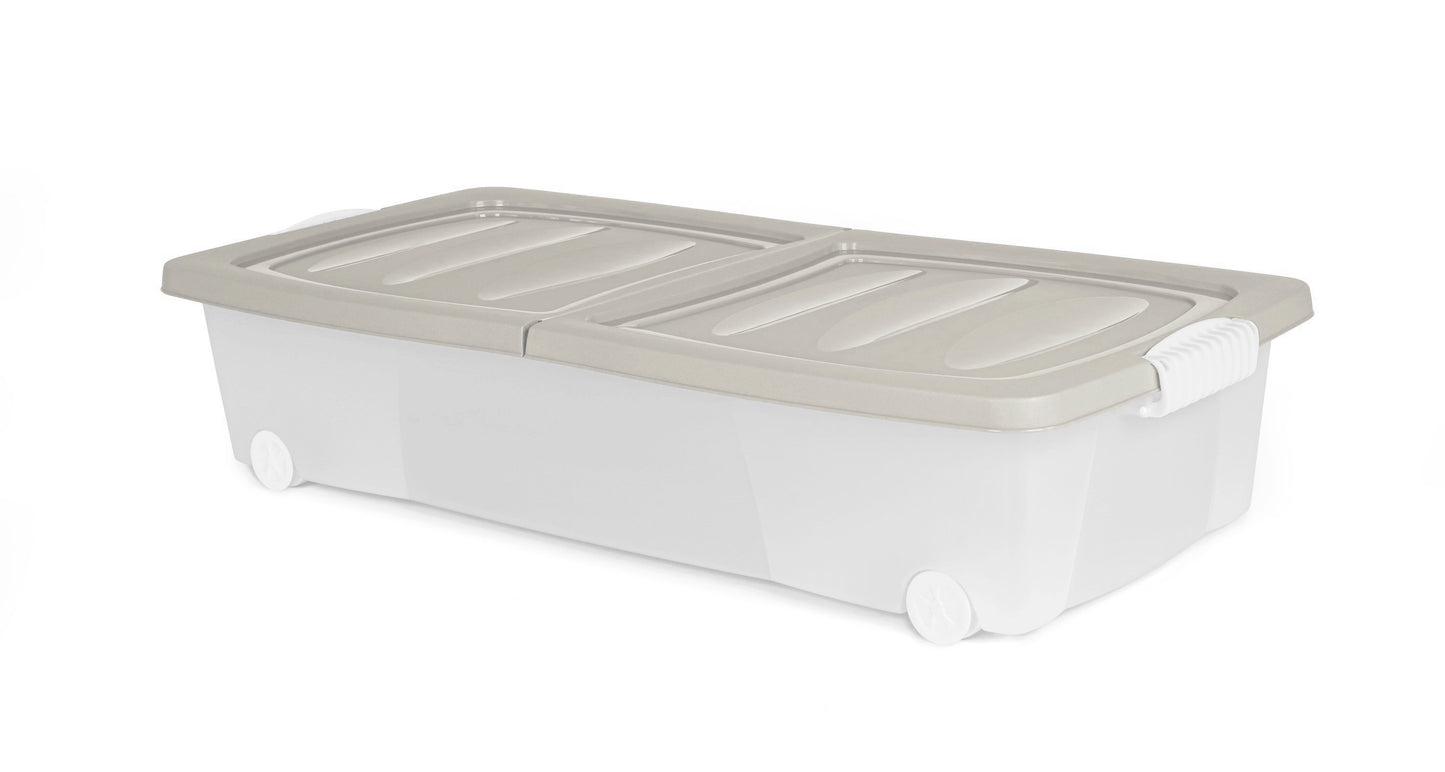 2x XL Unterbett Kommode mit Rollen 80cm Deckel Spielzeug Box Aufbewahrung Kiste