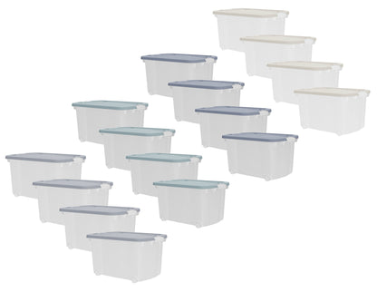 4x Aufbewahrungsbox 45L Set Deckel Kunststoffbox Stapelbox Lager Box Transparent